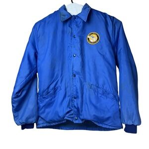 Vintage Holloway Coach Bullwinkle Mens Large Blue Sherpa Lined Made in USA